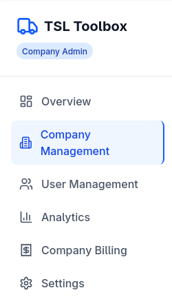 Company Management section in dashboard